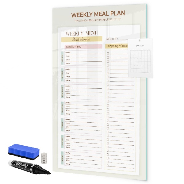 Tablă cu marker Plan de masă pentru fiecare săptămână