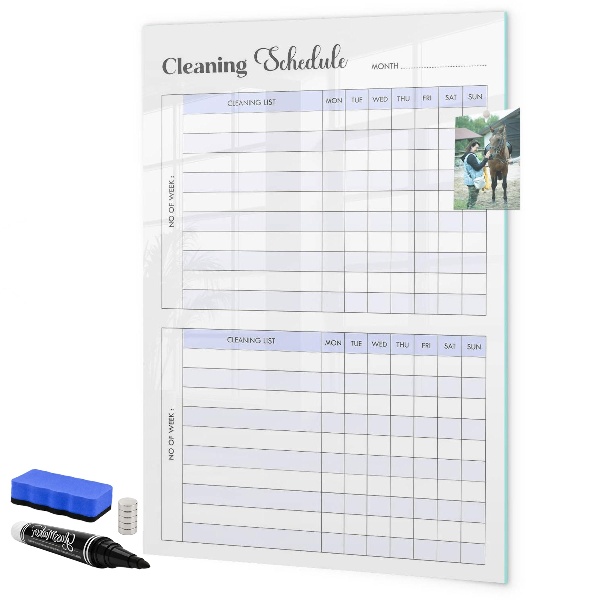 Tablă cu marker Program lunar de curățenie
