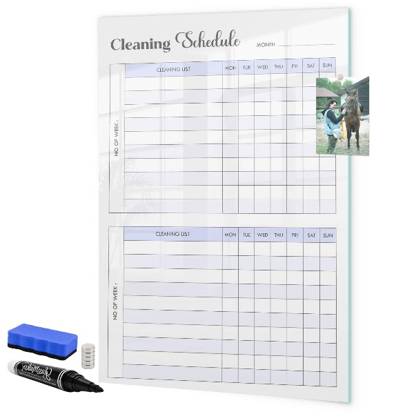 Tablă cu marker Program lunar de curățenie