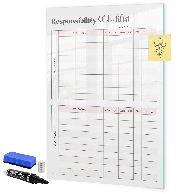 Tablă cu marker Lista responsabilităților pentru fiecare lună