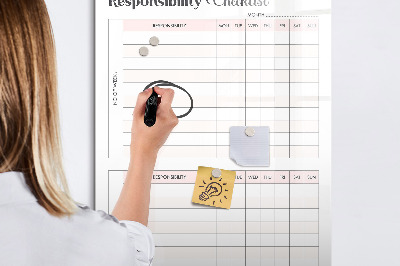 Tablă cu marker Lista responsabilităților pentru fiecare lună