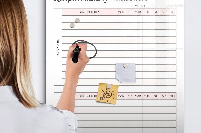 Tablă cu marker Lista responsabilităților pentru fiecare lună