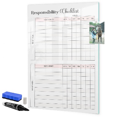 Tablă cu marker Lista responsabilităților pentru fiecare lună