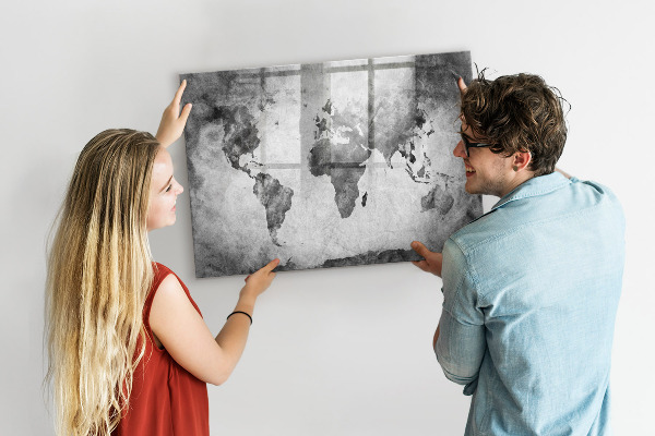 Tablă cu marker Hartă a lumii cu fotografii personale