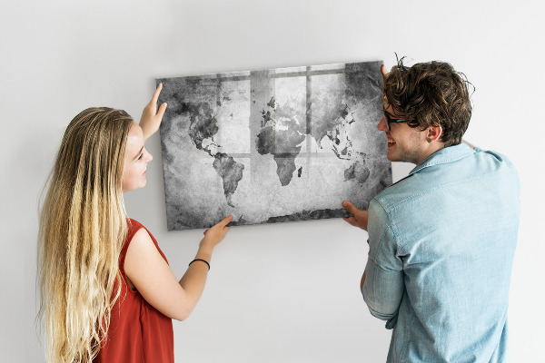 Tablă cu marker Hartă a lumii cu fotografii personale