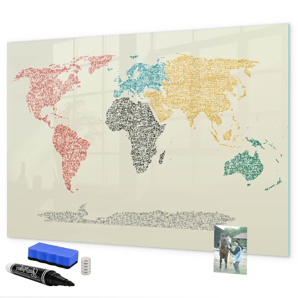 Tablă cu marker Hartă a lumii cu locuri și fotografii