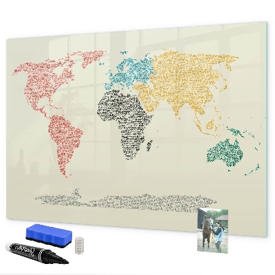 Tablă cu marker Hartă a lumii cu locuri și fotografii
