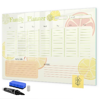 Tablă cu marker Planificator de familie cu spațiu pentru fotografii