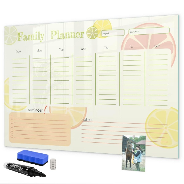 Tablă cu marker Planificator de familie cu spațiu pentru fotografii