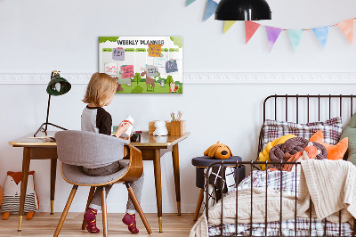 Tablă cu marker Planificator săptămânal cu tematică de pădure