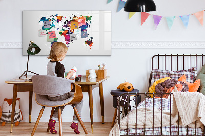 Tablă cu marker Hartă colorată a lumii cu fotografii