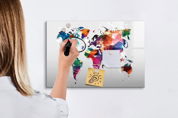 Tablă cu marker Hartă colorată a lumii cu fotografii