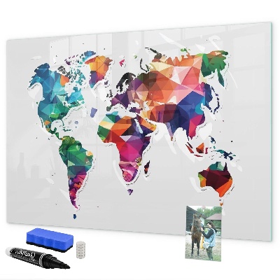 Tablă cu marker Hartă colorată a lumii cu fotografii