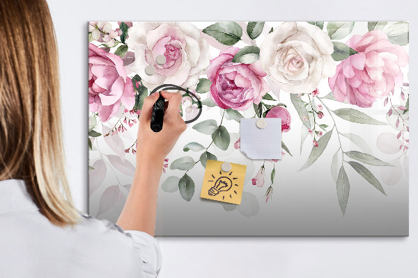 Tablă magnetică de scris Panou floral pentru fotografii și notițe