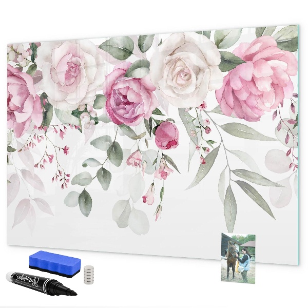 Tablă magnetică de scris Panou floral pentru fotografii și notițe