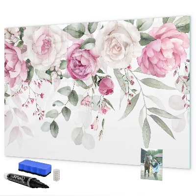 Tablă magnetică de scris Panou floral pentru fotografii și notițe