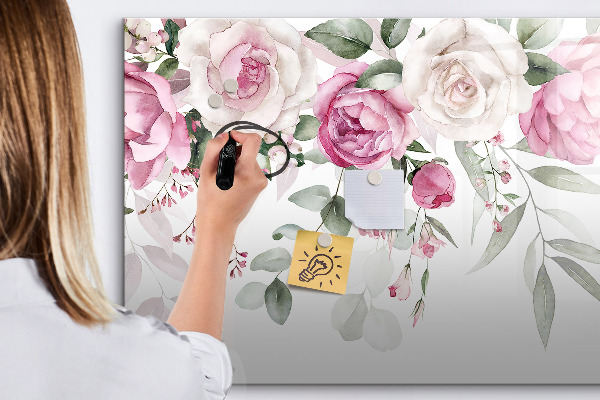 Tablă magnetică de scris Panou floral pentru fotografii și notițe