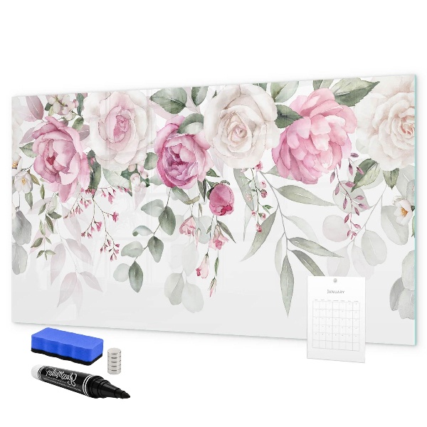 Tablă magnetică de scris Panou floral pentru fotografii și notițe