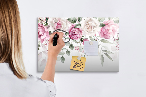 Tablă magnetică de scris Panou floral pentru fotografii și notițe