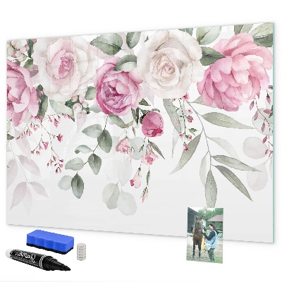Tablă magnetică de scris Panou floral pentru fotografii și notițe