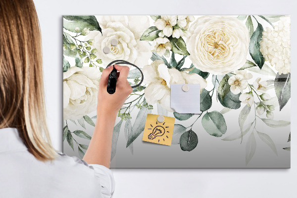 Tablă magnetică de scris Motiv floral cu spațiu pentru fotografii