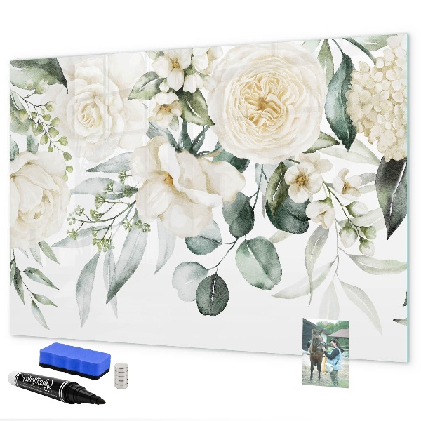 Tablă magnetică de scris Motiv floral cu spațiu pentru fotografii