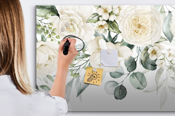 Tablă magnetică de scris Motiv floral cu spațiu pentru fotografii