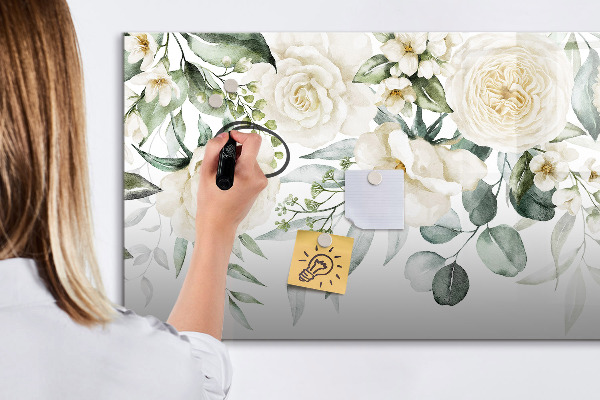 Tablă magnetică de scris Motiv floral cu spațiu pentru fotografii