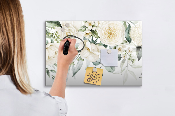 Tablă magnetică de scris Motiv floral cu spațiu pentru fotografii