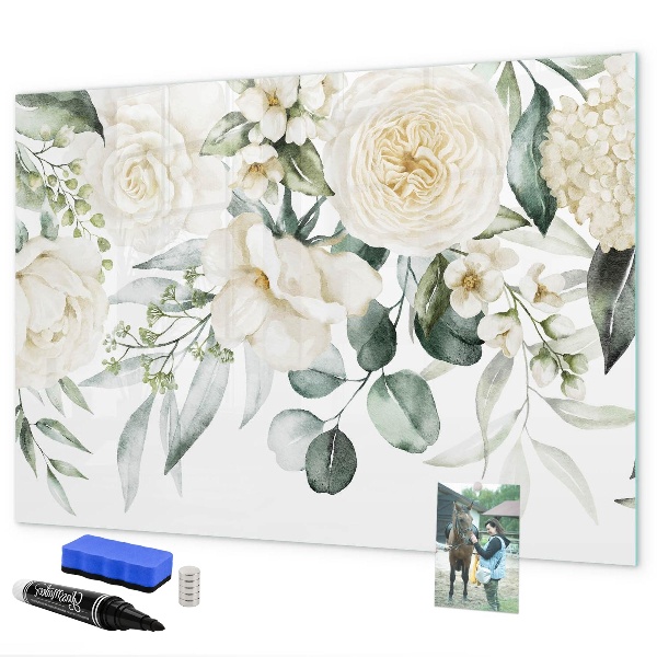 Tablă magnetică de scris Motiv floral cu spațiu pentru fotografii