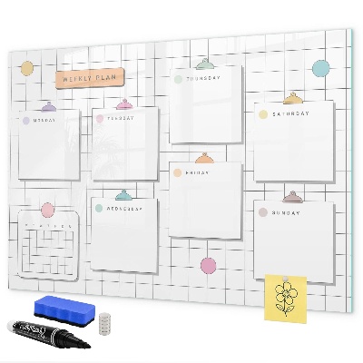 Tablă cu marker Plan săptămânal cu spațiu pentru fotografii
