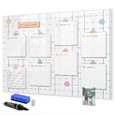 Tablă cu marker Plan săptămânal cu spațiu pentru fotografii