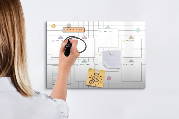 Tablă cu marker Plan săptămânal cu spațiu pentru fotografii