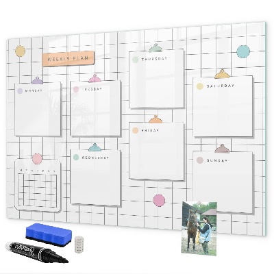 Tablă cu marker Plan săptămânal cu spațiu pentru fotografii