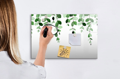 Tablă cu marker Frunze verzi și fotografii pe perete