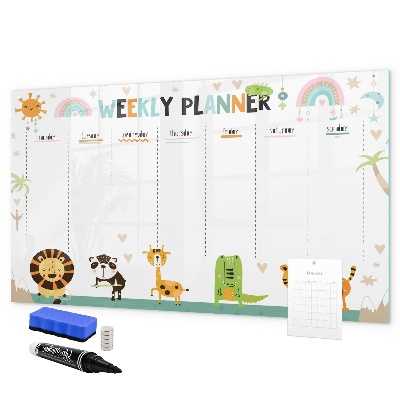 Tablă cu marker Planificator săptămânal cu tematică animală