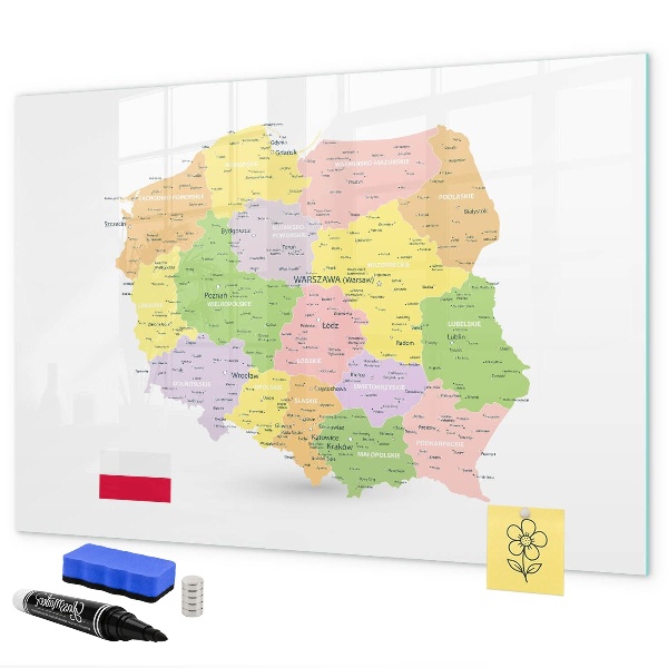 Tablă cu marker Hartă interactivă a Poloniei pentru personalizare