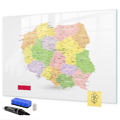 Tablă cu marker Hartă interactivă a Poloniei pentru personalizare