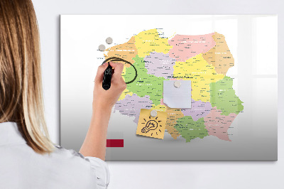Tablă cu marker Hartă interactivă a Poloniei pentru personalizare