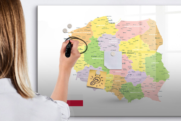 Tablă cu marker Hartă interactivă a Poloniei pentru personalizare