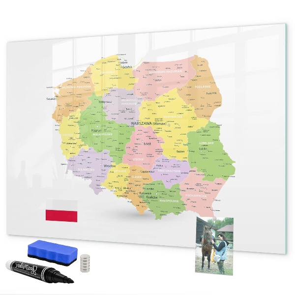 Tablă cu marker Hartă interactivă a Poloniei pentru personalizare