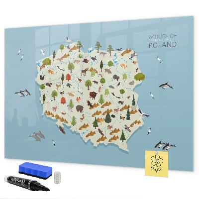 Tablă cu marker Hartă naturală a Poloniei cu locuri pentru fotografii