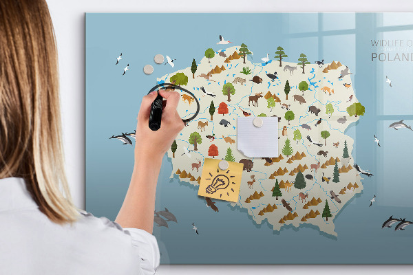 Tablă cu marker Hartă naturală a Poloniei cu locuri pentru fotografii