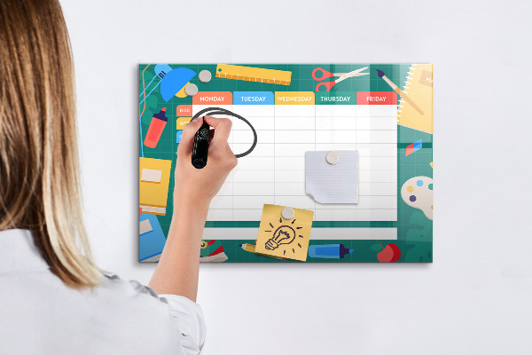 Tablă cu marker Planificator săptămânal cu spațiu pentru fotografii