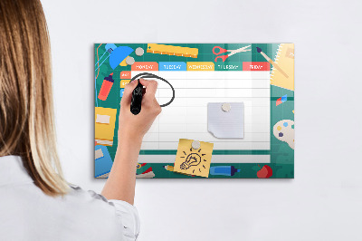 Tablă cu marker Planificator săptămânal cu spațiu pentru fotografii