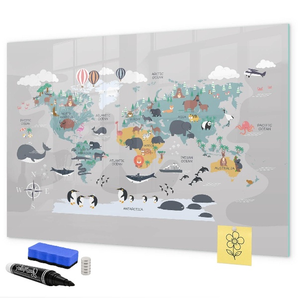 Tablă magnetică de scris Hartă de aventură cu locuri de descoperit