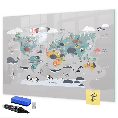 Tablă magnetică de scris Hartă de aventură cu locuri de descoperit