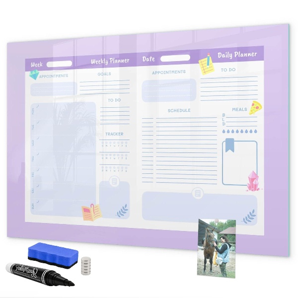 Tablă magnetică de scris Planificator săptămânal cu spațiu pentru fotografii