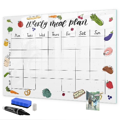 Tablă cu marker Plan de masă pentru fiecare săptămână