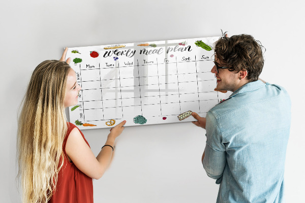 Tablă cu marker Plan de masă pentru fiecare săptămână